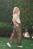 Leopard Barrel Leg Overalls | Brown Mix