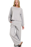 Fleece Raglan Sleeve Sweatpants 2 PC Set | Heather Grey