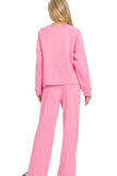 Fleece Raglan Sleeve Sweatpants 2 PC Set | Candy Pink