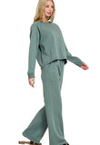 Fleece Raglan Sleeve Sweatpants 2 PC Set | Ash Jade