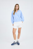 Washed Half Zip Collar Top | Blue