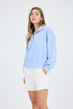 Washed Half Zip Collar Top | Blue