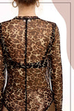 Semi Sheer Mesh Leopard Layering Top | Mahogany