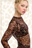 Semi Sheer Mesh Leopard Layering Top | Mahogany