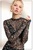 Semi Sheer Mesh Leopard Layering Top | Smoke