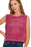 Acid Wash Fishnet Sweater Vest | Cabernet