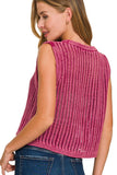 Acid Wash Fishnet Sweater Vest | Cabernet