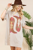 Howdy Cowgirl Foil T-Shirt Dress | Khaki