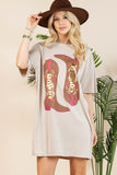 Howdy Cowgirl Foil T-Shirt Dress | Khaki