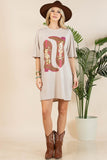 Howdy Cowgirl Foil T-Shirt Dress | Khaki