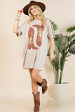 Howdy Cowgirl Foil T-Shirt Dress | Khaki