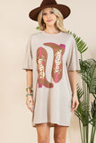 Howdy Cowgirl Foil T-Shirt Dress | Khaki