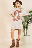 Howdy Cowgirl Foil T-Shirt Dress | Khaki