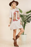 Howdy Cowgirl Foil T-Shirt Dress | Khaki