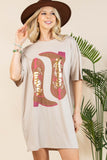 Howdy Cowgirl Foil T-Shirt Dress | Khaki