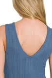 Button Down Sweater Vest Top | Dusty Blue