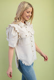 Linen Western Flare Top | Oatmeal