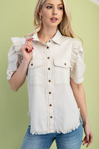 Linen Western Flare Top | Oatmeal