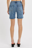 Risen Denim Shorts | Tummy Control Loose Fit Mid Length