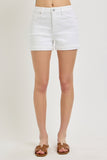 Risen Denim Shorts | Tummy Control Cuffed White