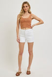 Risen Denim Shorts | Tummy Control Cuffed White