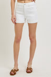 Risen Denim Shorts | Tummy Control Cuffed White