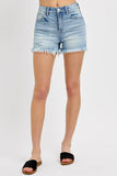 Risen Denim Shorts | High Rise Fray Light
