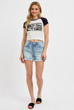 Risen Denim Shorts | High Rise Fray Light