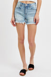 Risen Denim Shorts | High Rise Fray Light