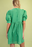 Bow Detail Button Dress | Apple Green