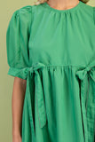 Bow Detail Button Dress | Apple Green