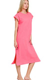 T-Shirt Style Midi Dress | Fuchsia