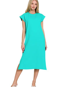 T-Shirt Style Midi Dress | Turquoise