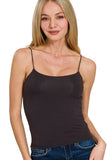 Double Layered Spaghetti Strap Cami | Black