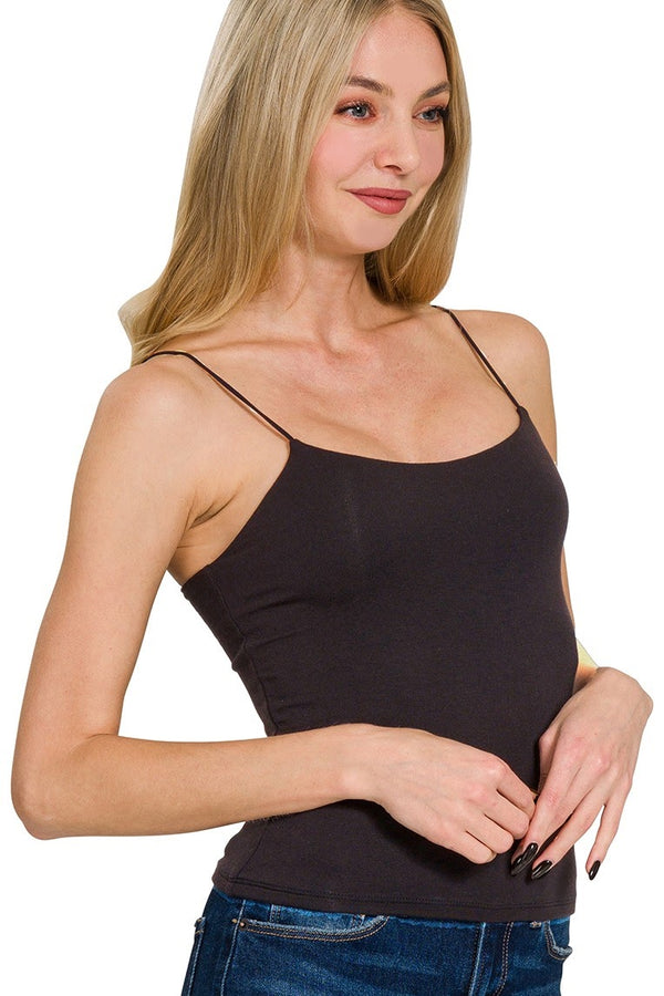 Double Layered Spaghetti Strap Cami | Black