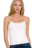Double Layered Spaghetti Strap Cami | White