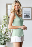 Pointelle Button Front Tank Top | Sage