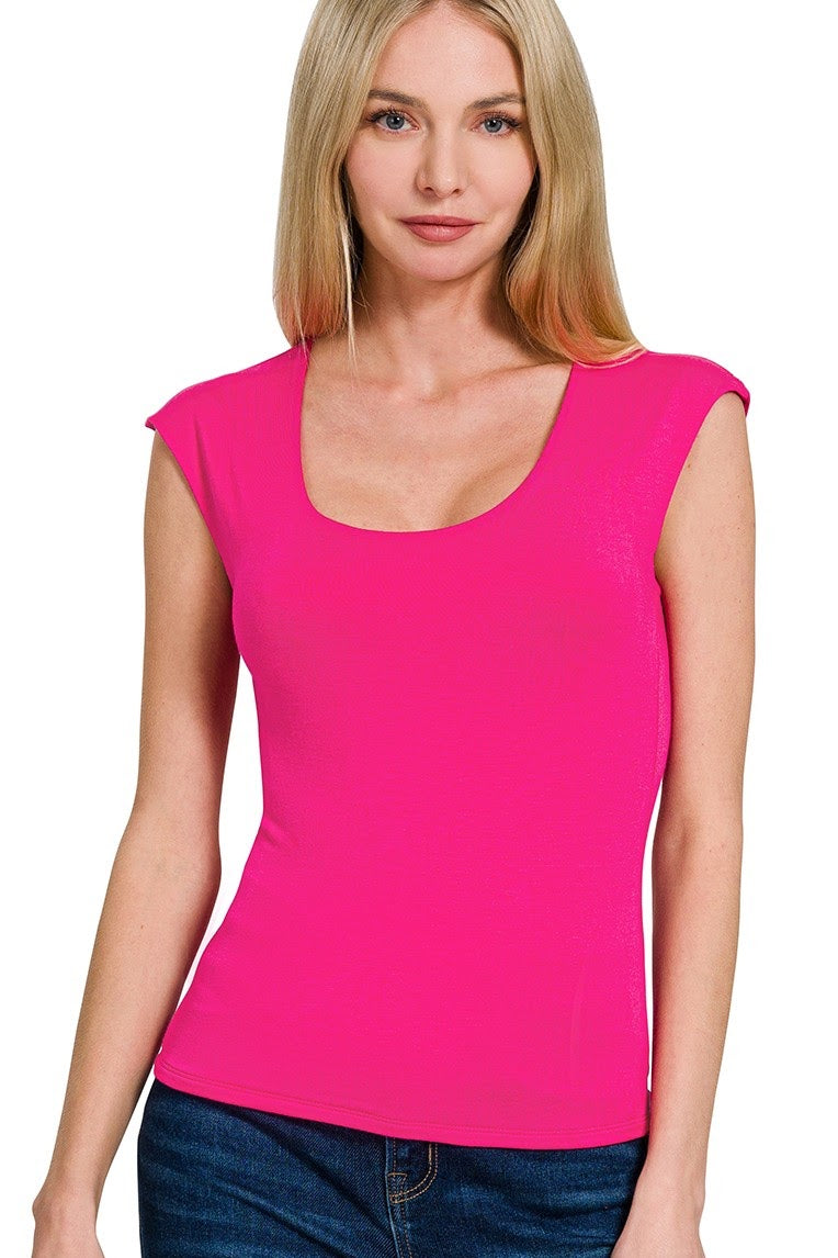 Double Layered Sleeveless Top | Hot Pink