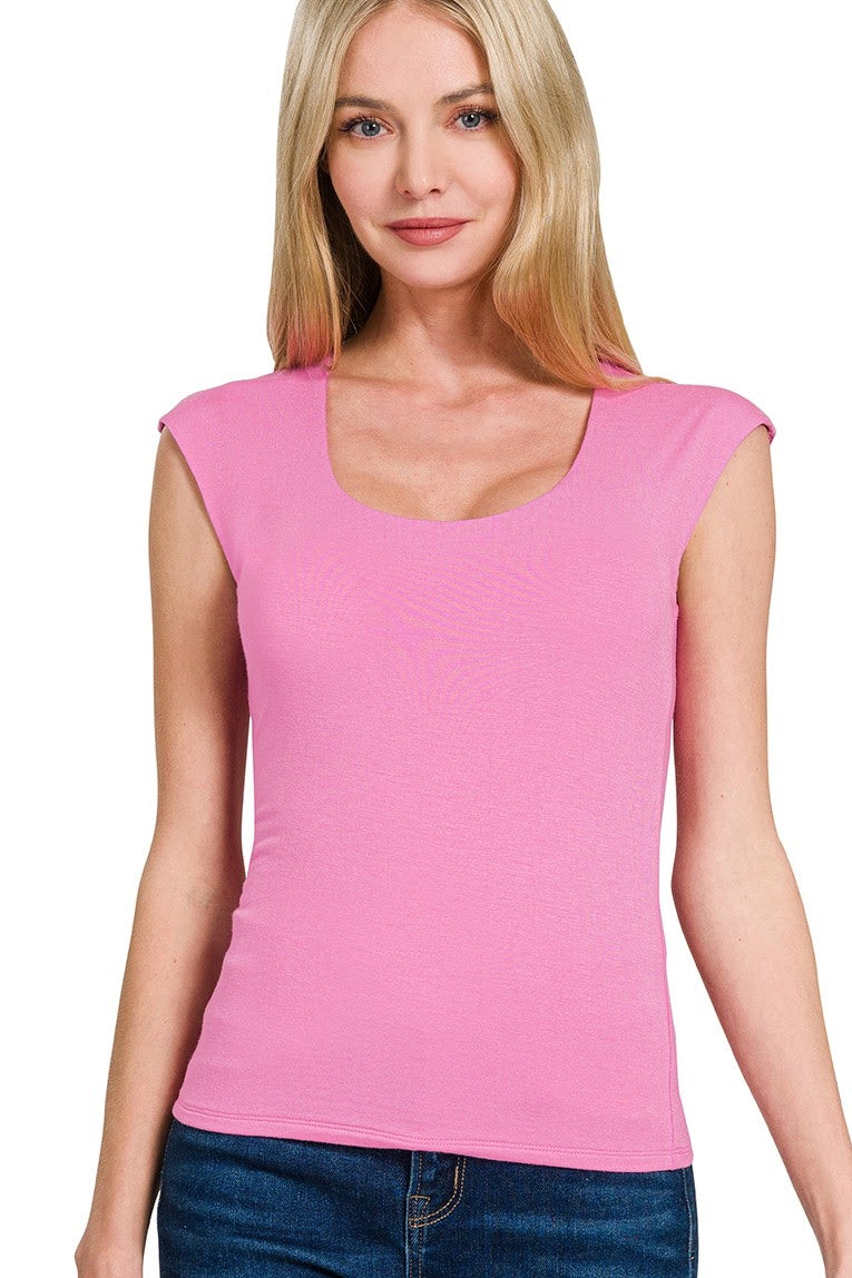 Double Layered Sleeveless Top | Candy Pink