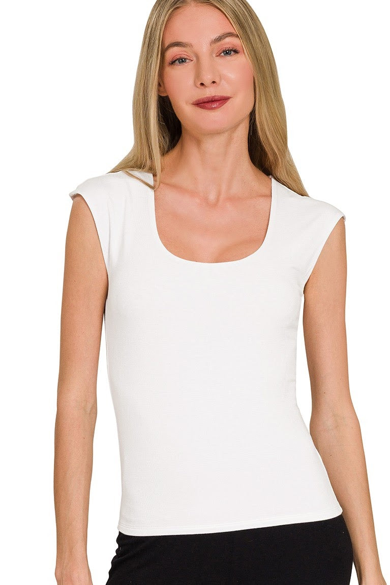 Double Layered Sleeveless Top | White
