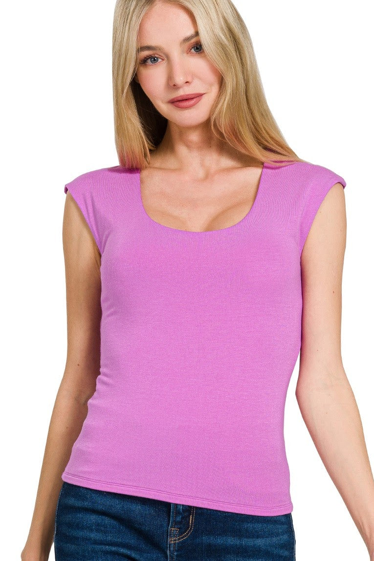 Double Layered Sleeveless Top | Bright Mauve