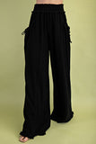 Relaxed Wide Leg Line Pants | Black