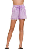 Mineral Washed Tencel Frayed Shorts | Lavender