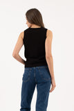 Sleeveless Sweater Knit Top | Black