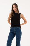 Sleeveless Sweater Knit Top | Black