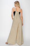 Linen Wide Leg Overalls | Tan