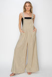 Linen Wide Leg Overalls | Tan