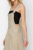 Linen Wide Leg Overalls | Tan