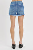 Risen Denim Shorts | Tummy Control Fray Hem Medium