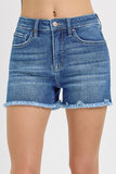 Risen Denim Shorts | Tummy Control Fray Hem Medium